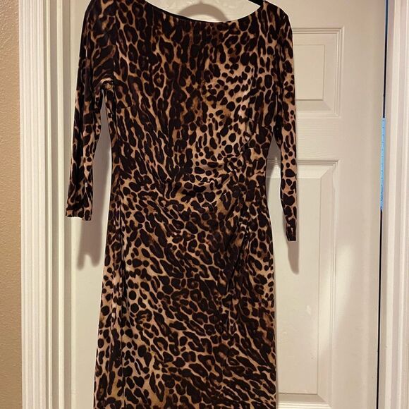 Ralph Lauren Leppard Print Gathered Dress 6 - Picture 1 of 11